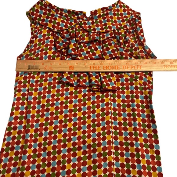 Uncle Frank Ruffled Bodice Multicolor Dot Midi Dress Belted Zip Up Back Sz Small - Picture 8 of 8